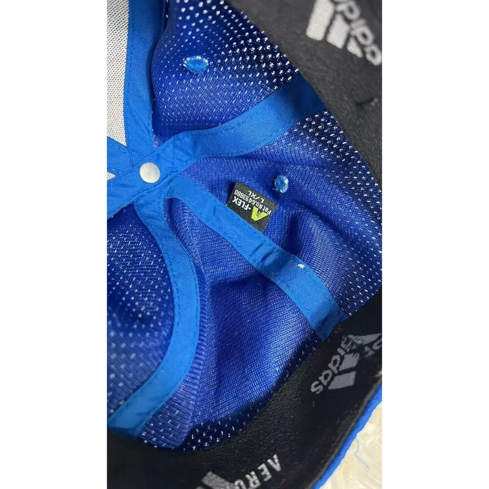 Adidas Hat Cap Fitted Mens XL Blue Aeroready Flex Athletic Golf Mesh Embroidered